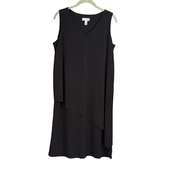 Susan Graver Women's Liquid Knit Sleeveless Tiered Dress Black Size Small New - Picture 1 of 6